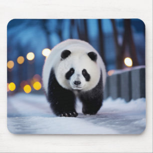 Panda Wildlife Animal On Street Outdoors Mouse Pad