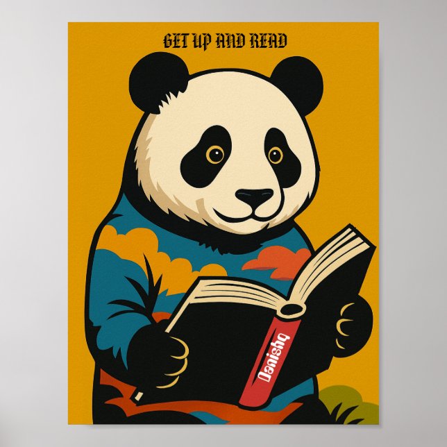 Panda With A Book — Get Up And Read!  Poster (Front)