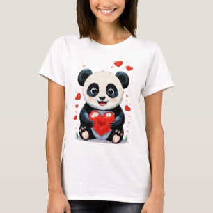 Panda with a Heart - Adorable Love Painting T-Shirt