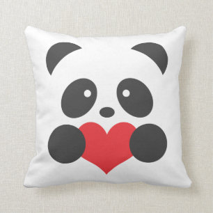Panda with a heart pillow