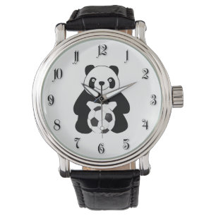 Panda with a soccer ball watch