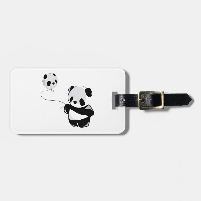 Panda With Balloon Luggage Tag (Front Horizontal)