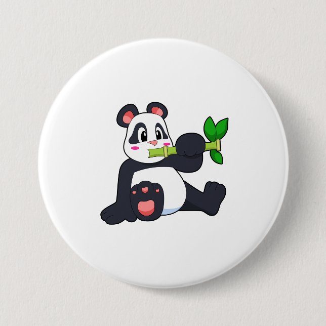 Panda with Bamboo 7.5 Cm Round Badge (Front)
