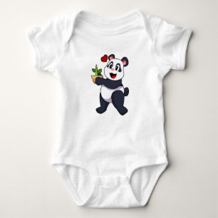 Panda with Bamboo Flower Baby Bodysuit
