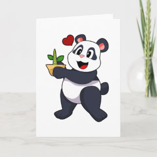 Panda with Bamboo Flower Card