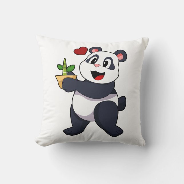 Panda with Bamboo Flower Cushion (Front)