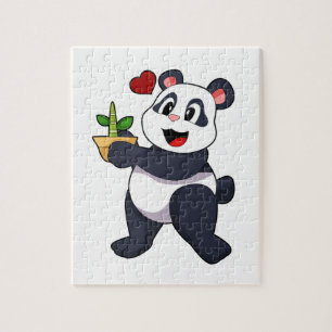 Panda with Bamboo Flower Jigsaw Puzzle