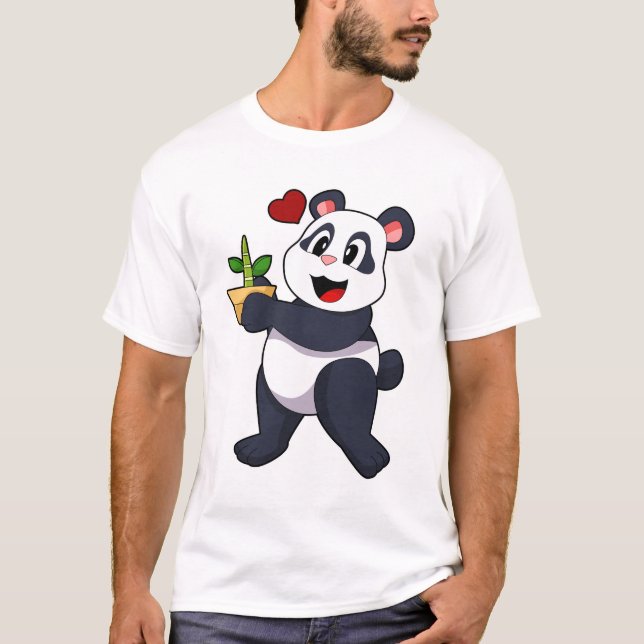 Panda with Bamboo Flower T-Shirt (Front)