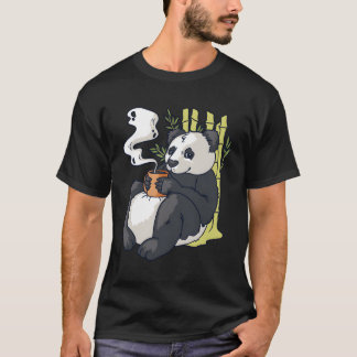 Panda With Bamboo Who Is Lounging Drinking Tea T-Shirt