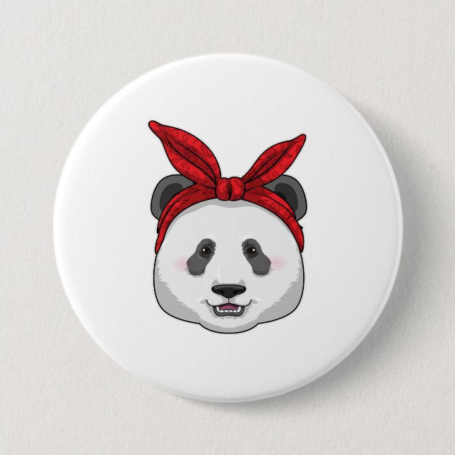 Panda with Bandanna 7.5 Cm Round Badge (Front)
