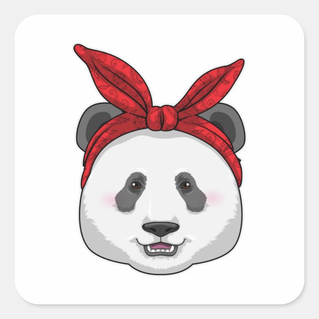 Panda with Bandanna Square Sticker (Front)