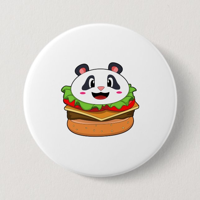 Panda with Burger 7.5 Cm Round Badge (Front)