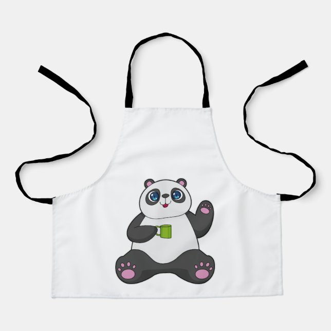 Panda with Coffee mug Apron (Front)