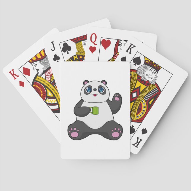 Panda with Coffee mug Playing Cards (Back)