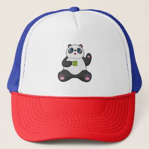 Panda with Coffee mug Trucker Hat