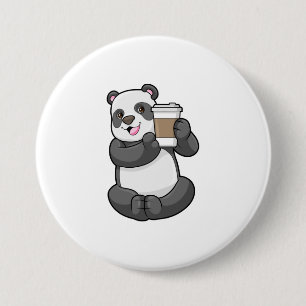 Panda with Coffee to go 7.5 Cm Round Badge