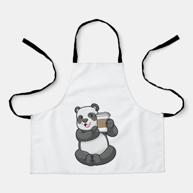 Panda with Coffee to go Apron (Front)