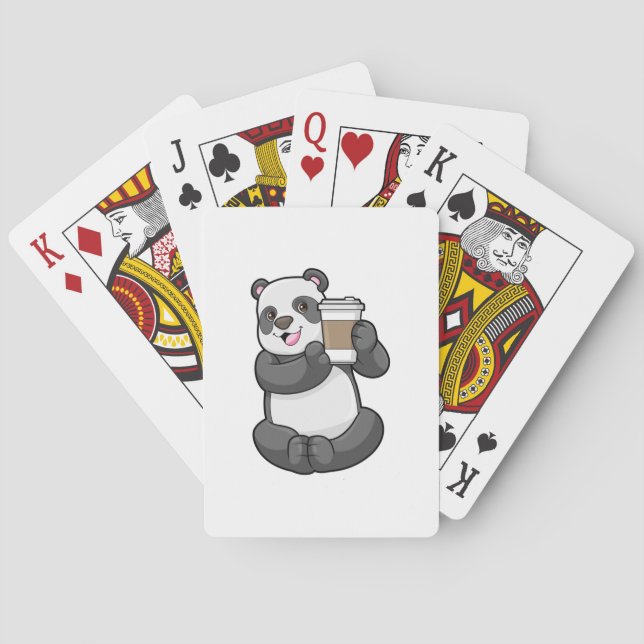 Panda with Coffee to go Playing Cards (Back)