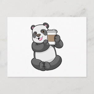 Panda with Coffee to go Postcard