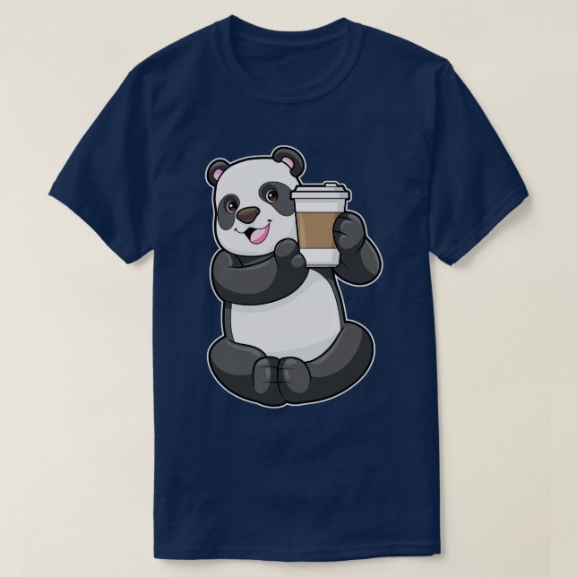 Panda with Coffee to go T-Shirt (Design Front)
