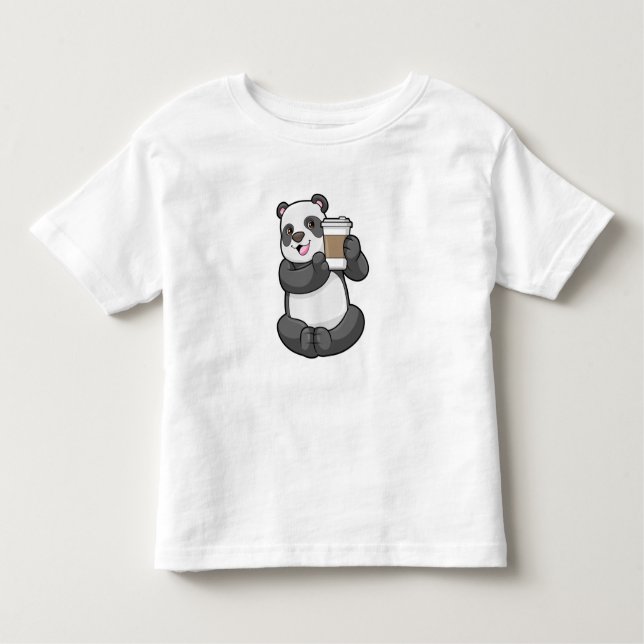 Panda with Coffee to go Toddler T-Shirt (Front)