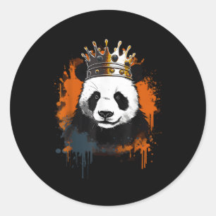 Panda With Crown Classic Round Sticker