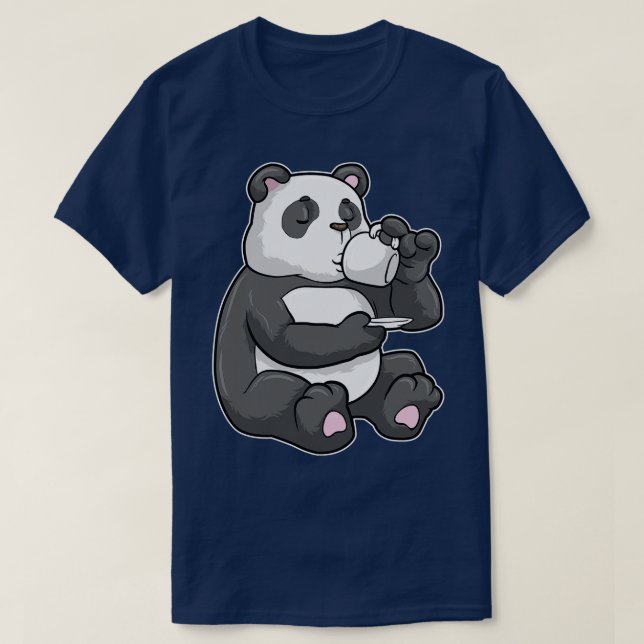 Panda with Cup of Coffee 2 T-Shirt (Design Front)