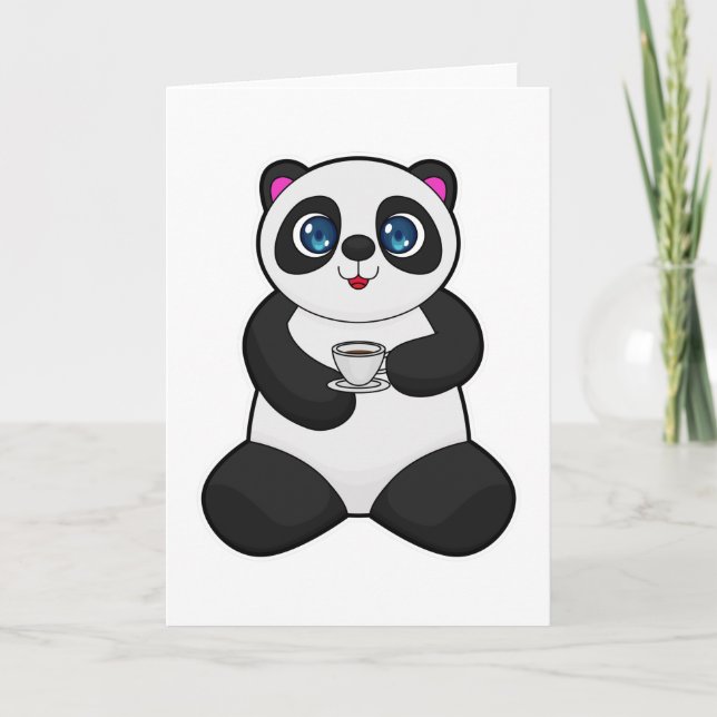 Panda with Cup of Coffee Card (Front)
