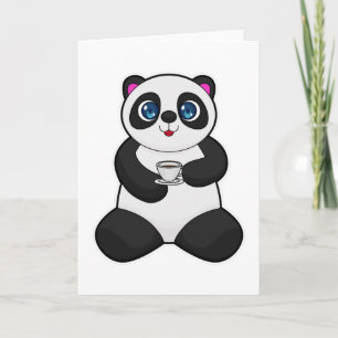 Panda with Cup of Coffee Card