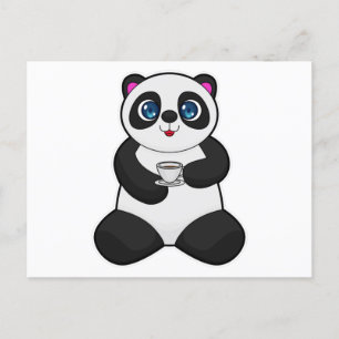 Panda with Cup of Coffee Postcard