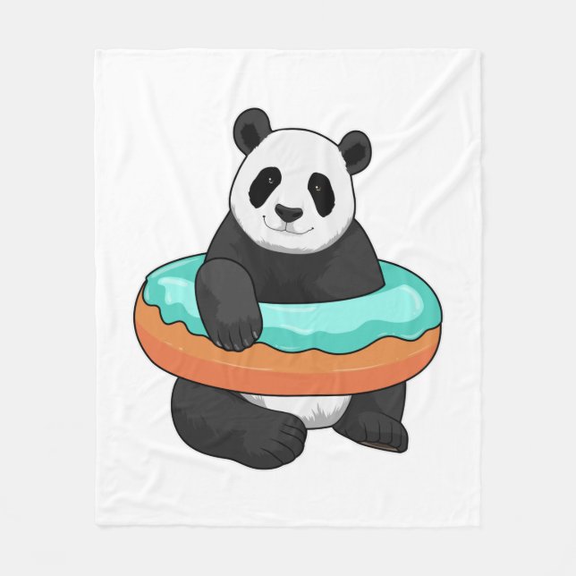 Panda with Doughnut Fleece Blanket (Front)