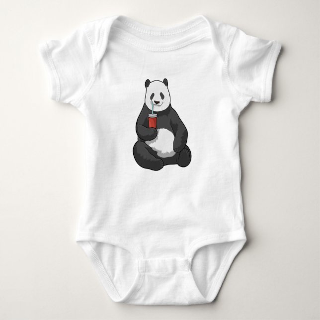Panda with Drink Baby Bodysuit (Front)