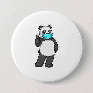 Panda with Face mask 7.5 Cm Round Badge