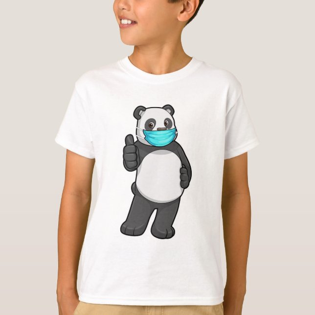 Panda with Face mask T-Shirt (Front)