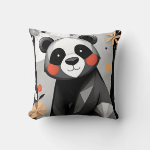 Panda With Geometric Style and Playful Floral Cushion
