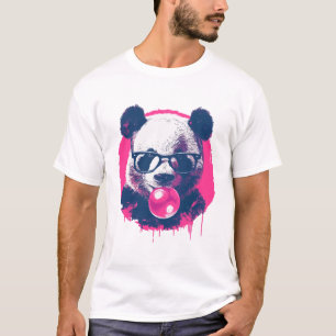 Panda with glasses an bubble gum T-Shirt