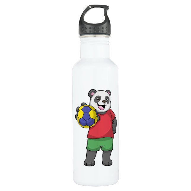 Panda with Handball Sports 710 Ml Water Bottle (Front)