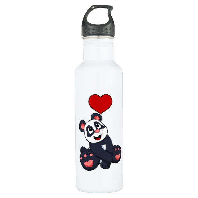 Panda with Heart 710 Ml Water Bottle (Front)