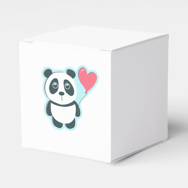 Panda with Heart Balloon Favour Box (Front Side)
