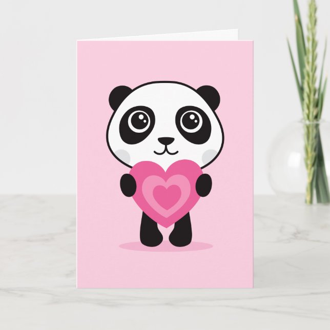 Panda with heart, Happy Valentine's day card (Front)