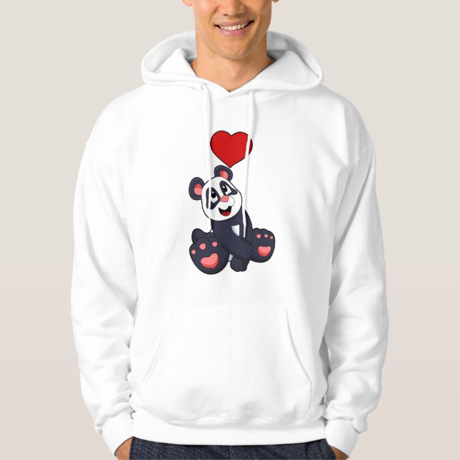 Panda with Heart Hoodie (Front)