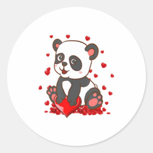 Panda With Hearts Valentines Day Women And Girls Classic Round Sticker