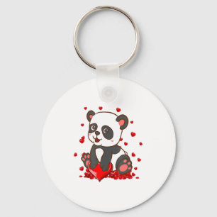 Panda With Hearts Valentines Day Women And Girls  Key Ring