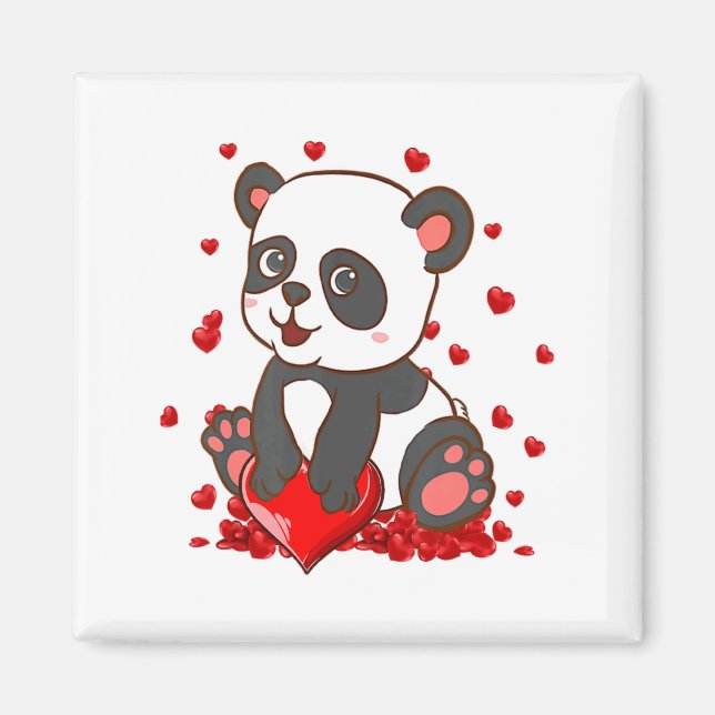 Panda With Hearts Valentines Day Women And Girls  Magnet (Front)