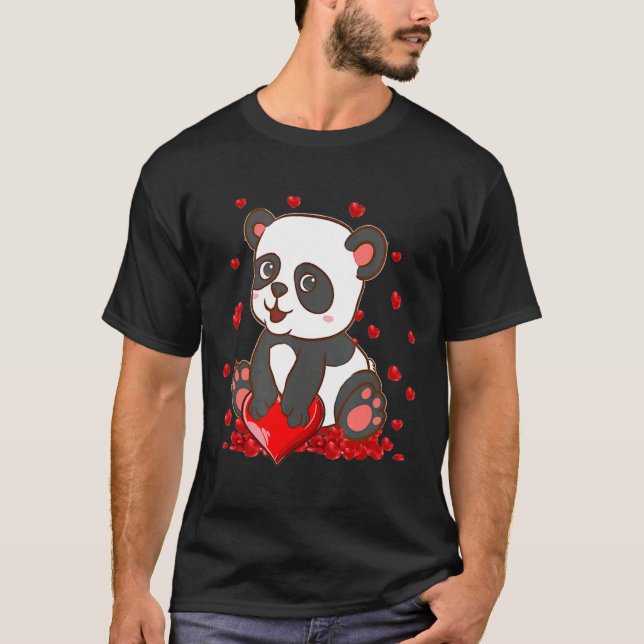 Panda With Hearts Valentines Day Women And Girls  T-Shirt (Front)