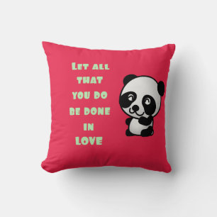 Panda with Inspirational Love Quote Cushion