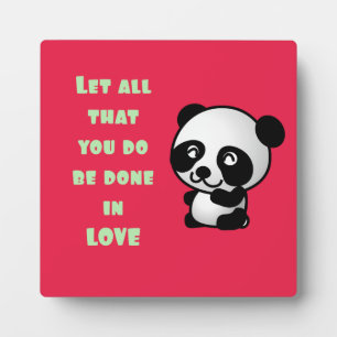 Panda with Inspirational Love Quote Plaque