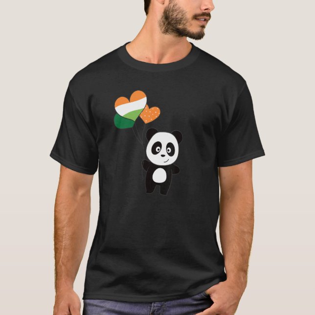 Panda With Ireland Balloons Cute Animals For Good  T-Shirt (Front)