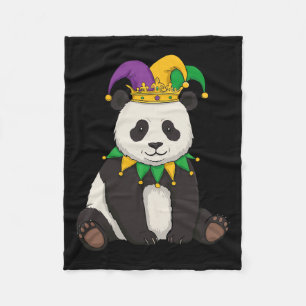 Panda With Jester Hat Mardi Gras Gifts Tee Funny P Fleece Blanket