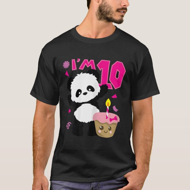 Panda With Kawaii Cake 10 Py T-Shirt (Front)